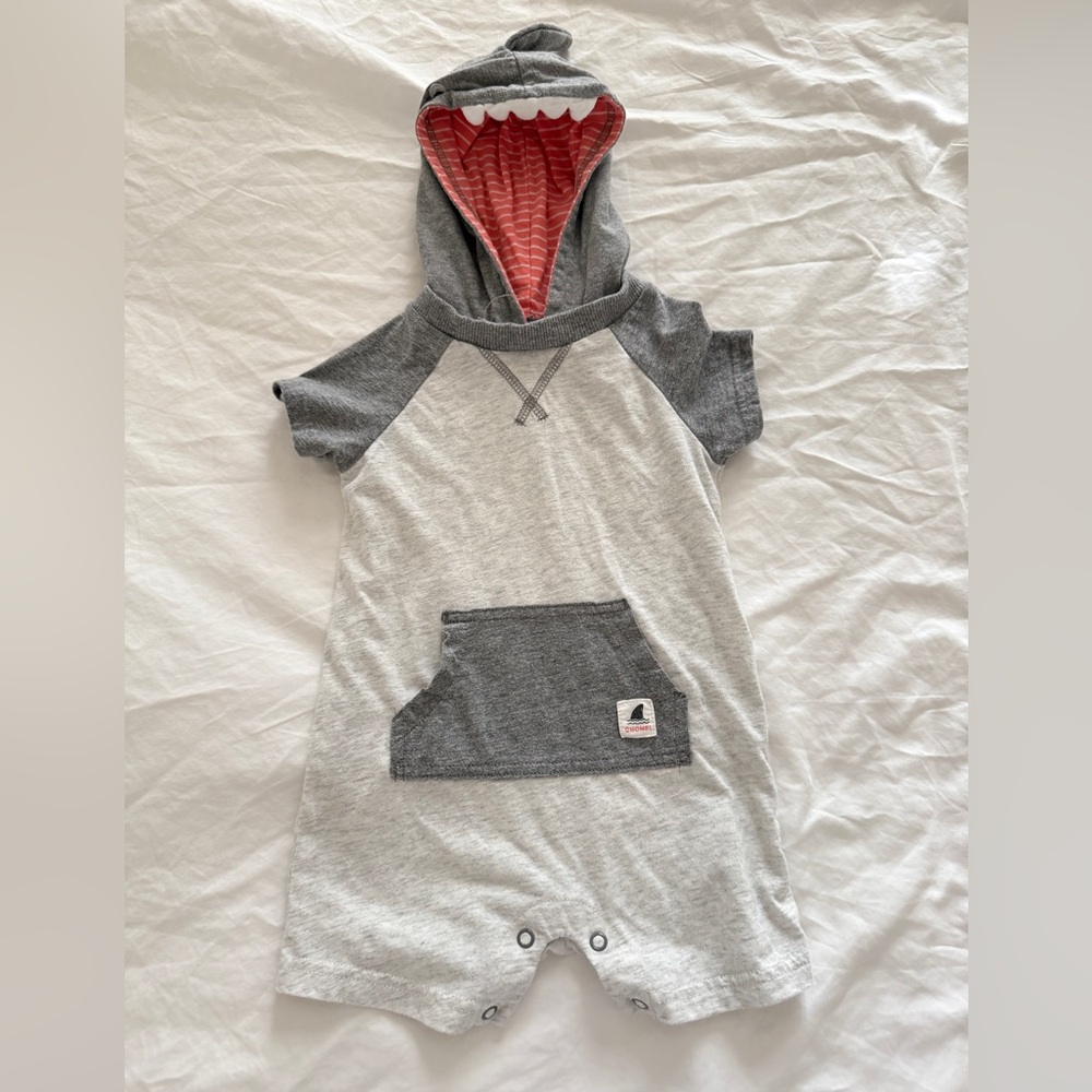 Carter's Shark Character Hoodie Romper Costume Halloween 12 Months